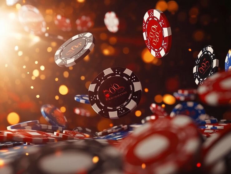 Texas Hold'em poker table layout with community cards visible at nagagg
